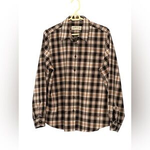 Orvis Men's Plaid Button-Down Shirt - Black and Brown- size 14